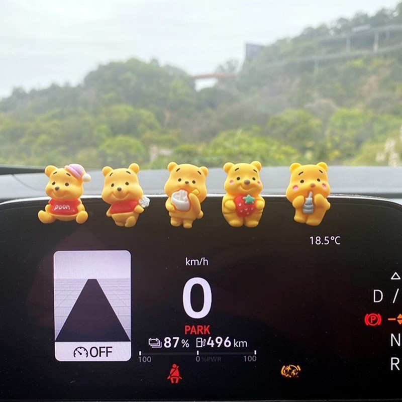 5 PCS ผสมสไตล์การ์ตูน Winnie the Pooh เครื่องประดับรถเรซิ่น Cabochon Kawaii สัตว์ Fit โทรศัพท์ Deco อะไหล่ DIY อุปกรณ์เสริมคลิป Art