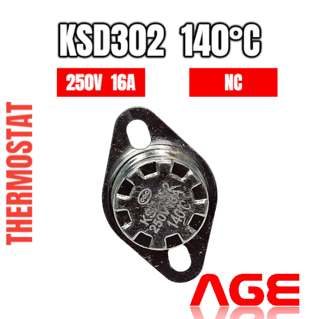 KSD302 เทอร์โมสตัท 250V 16A 140C (NC Type),KSD302 Thermostat