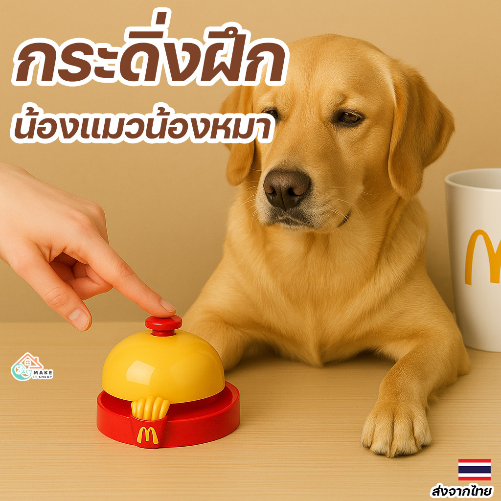 กริ่งฝึกหมาแมว กระดิ่งฝึกสัตว์เลี้ยง เสริม IQ ฝึกเรียกขอขนม ฝึกวินัย สอนคำสั่งง่าย ใช้ได้ทุกสายพันธุ์