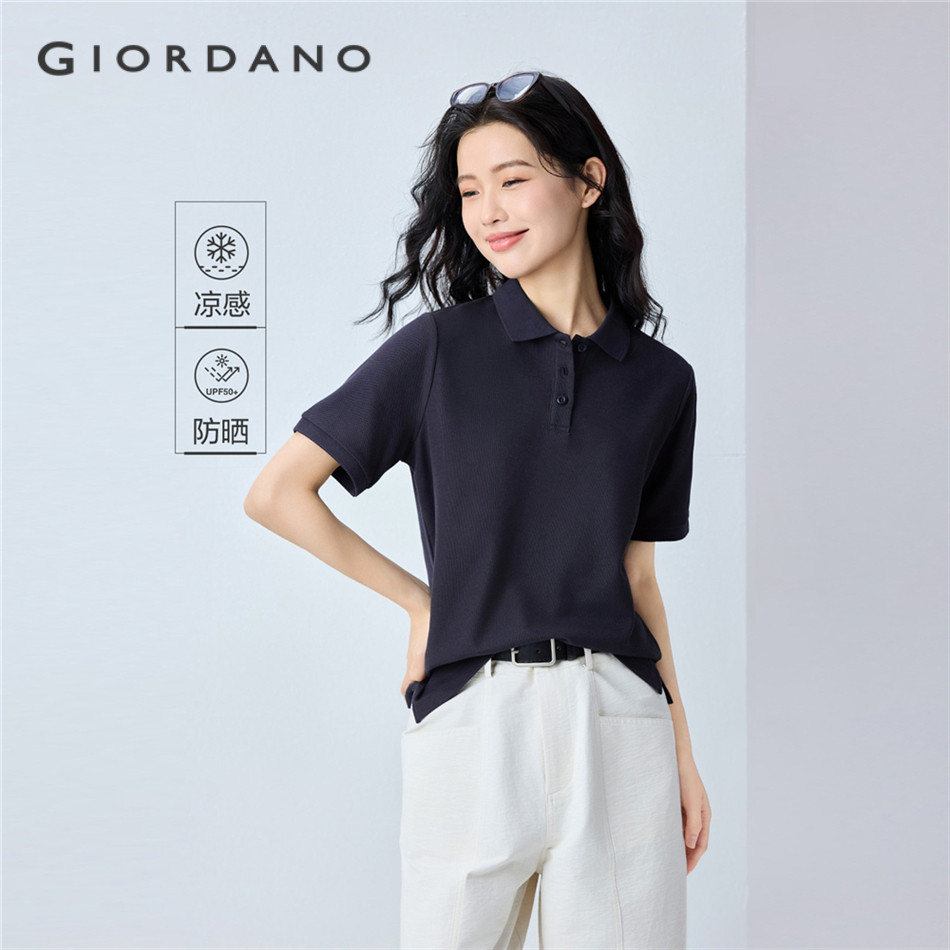 GIORDANO WOMEN Cool-touch short sleeve pique polo shirt 13315211