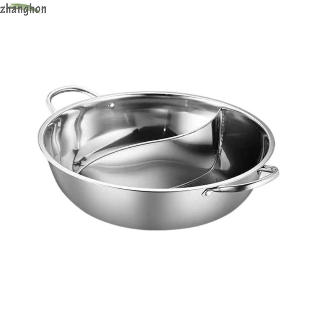 ZHANGHONG หม้อไฟแบ่งคู่, หม้อ Yuanyang อเนกประสงค์รสคู่, เครื่องครัวข้น 28-36 ซม. หม้อสแตนเลสเตาแม่เหล็กไฟฟ้าแก๊ส