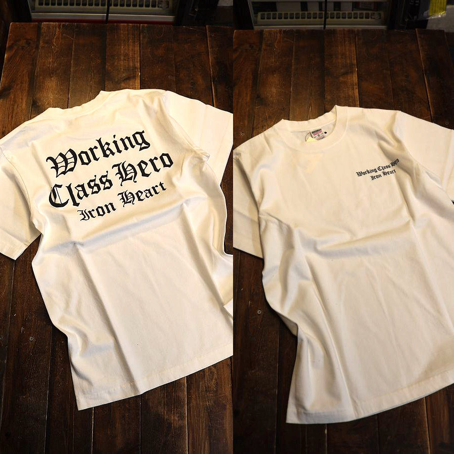 ผ้าฝ้าย 100% IRON HEART IRON HEART IRON Worker Class Hero Retro Classic Locomotive แขนสั้น