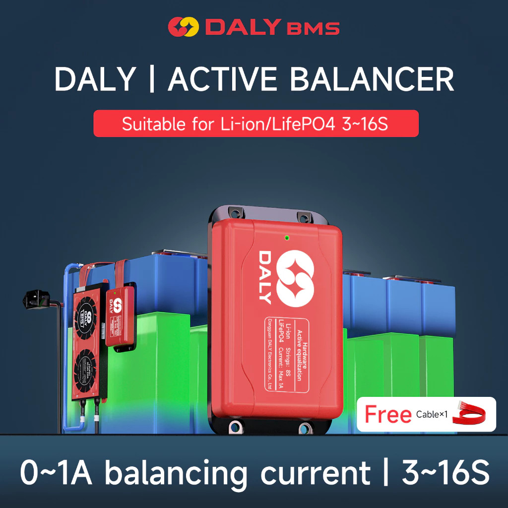 DALY 1A Balanced Current 3S-16S Li-ion LiFepo4 Active Balanced Module Overdischarge Protection ปรับปรุงอายุการใช้งานแบตเตอรี่ลิเธียมเพิ่มแบตเตอรี่ไมล์