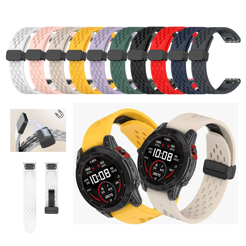 สําหรับ Garmin Fenix 8 47 มม.51 มม.7 7X 6 6X 5 5X Forerunner 935 945 955 965 Breathable Hole สายซิลิโคน Quick Release สายซิลิโคน