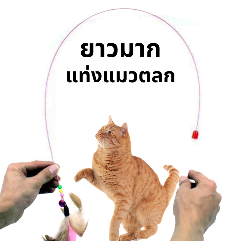 🔥พร้อมส่งในไทย✨ไม้ล่อแมว ไม้ตกแมว ของเล่นแมว ไม้ตบแมว มีกระดิ่ง/ ไม้แมว ขอเล่นแมว ไม้แมว ยาวสุด ไม้ตกแมวขนนก - รูปที่ 2