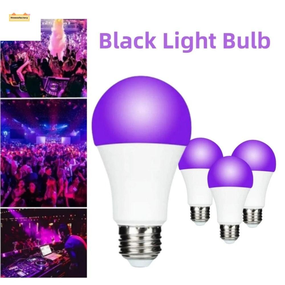 Fitnessfactory หลอดไฟ UV, บรรยากาศ 360 Glow UV Purple Bulb, Floodlight E27 Blacklight Ultraviolet Lamp 10W Purple Black Light Bulb Disco
