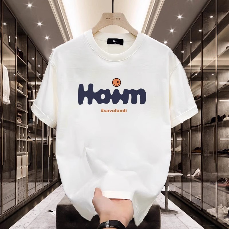 พร้อมสต็อกฤดูร้อนสไตล์ใหม่ผ้าฝ้ายแท้แขนสั้นเสื้อยืดผู้ชายผู้หญิงหวีสไตล์อเมริกันสวนคอปกด้านบนสบายๆทั้งหมด @