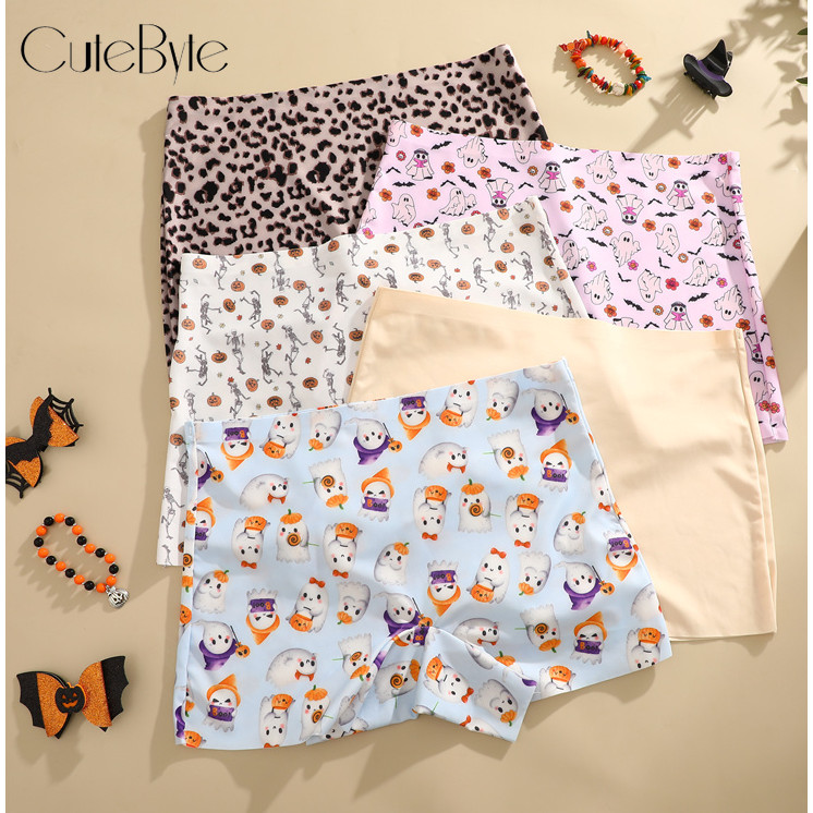 กางเกงในฮาโลวีนCuteByte ผ้าไหมน้ําแข็งนักมวยไม่มีรอยต่อสําหรับผู้หญิงชุดชั้นในนุ่มสบายชุดชั้นในฮาโลวีน