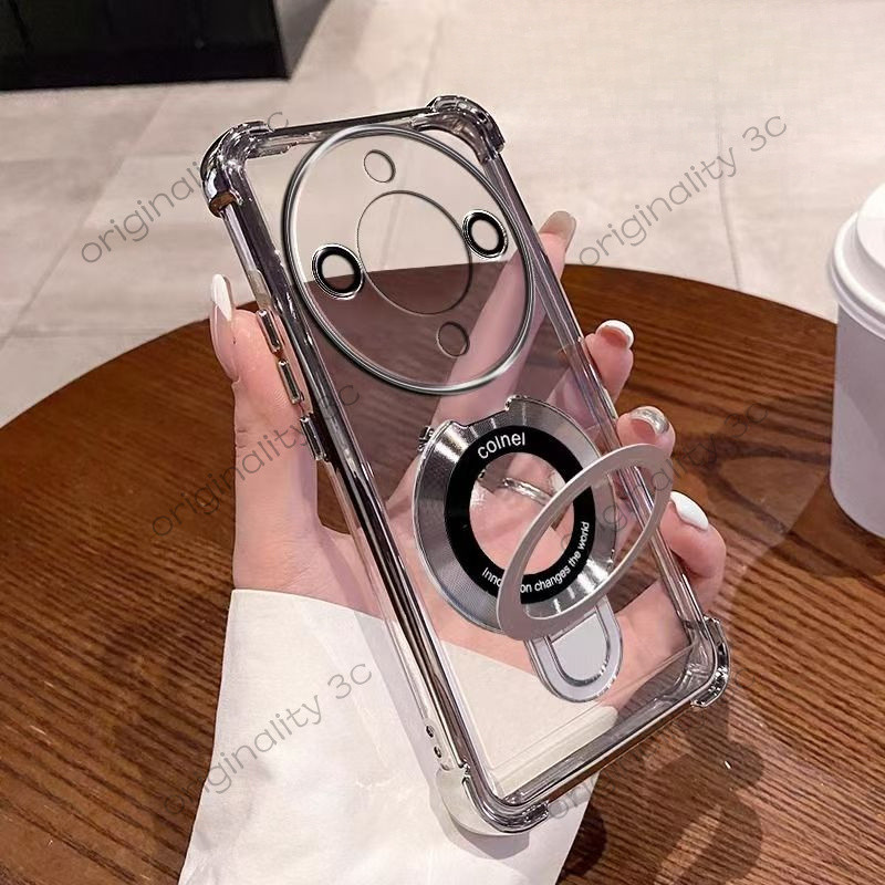 สร้างในกรณีแม่เหล็กสําหรับ Honor X9C SMART X9B X9A X9 5G โปร่งใสไฟฟ้านุ่มรูปตัว U วงเล็บแม่เหล็กเคสโ