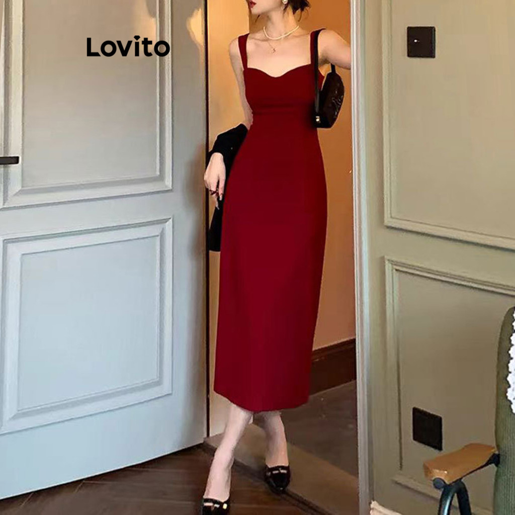 Lovito ชุดเดรสลายทางเรียบหรูสำหรับผู้หญิง LNE71034