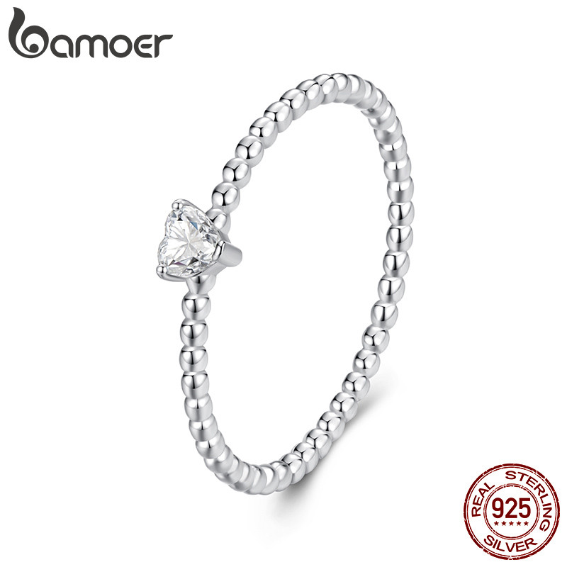Bamoer 925 Sterling Sliver Ring Heart Moissanite ของขวัญหรูหราสําหรับผู้หญิง MSR063