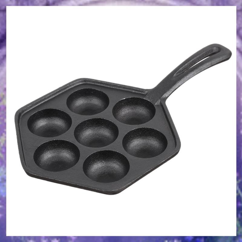 [PKAM] เหล็กหล่อยัดไส้ Nonstick Pancake,Munk/Aebbleskiver,House Cast Iron Griddle สําหรับอาหารทรงกลม