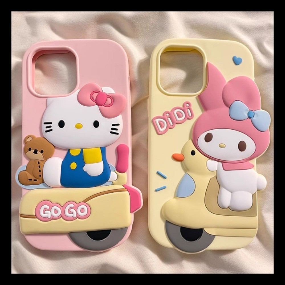 เคส IPhone เคสซิลิโคนแบบนุ่ม IPhone 11 การ์ตูนเกาหลี Kitty Melody เคสกันกระแทกเต็มตัว Thicken เคสป้องกันกล้องสําหรับ IPhone 15 14 13 12 11 Pro Max 15 14 Plus XR