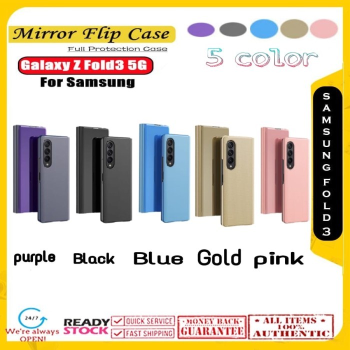 Galaxy Z Fold 3 Smart Sleep Wake Mirror เคสหนังกันกระแทกแบบพลิกได้