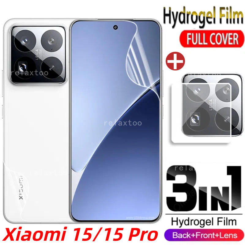 Xiaomi15 Pro 5G 3IN1 ด้านหน้ากลับHydrogelฟิล์มนุ่มสําหรับXiaomi 15 Pro 15Pro Xiomi15 Xiaomi15Pro 5Gคลุมทั้งหมดหน้าจอปกป้องเลนส์กล้องป้องกันฟิล์ม, ไม่ใช่กระจกนิรภัย