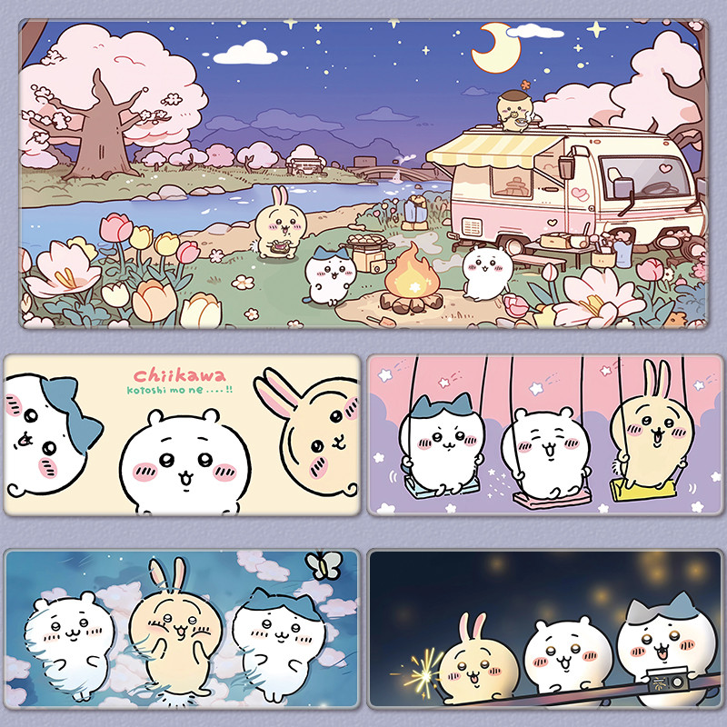 Hachiware แผ่นรองเมาส์อนิเมะ Chiikawa แผ่นรองแป้นพิมพ์สํานักงานคอมพิวเตอร์สาวน่ารัก Usagi เสื่อเกมการ์ตูน