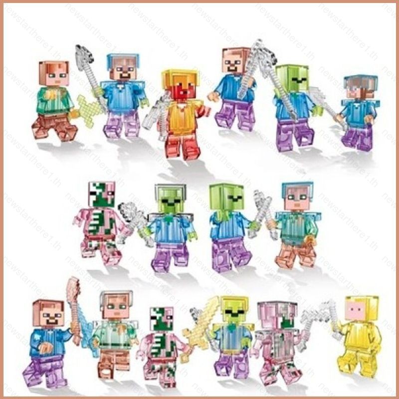 Jason 8-29pcs Minecraft Building Blocks Steve Alex Herobrine สัตว์สร้างบ้านตุ๊กตาของเล่นเครื่องประดั