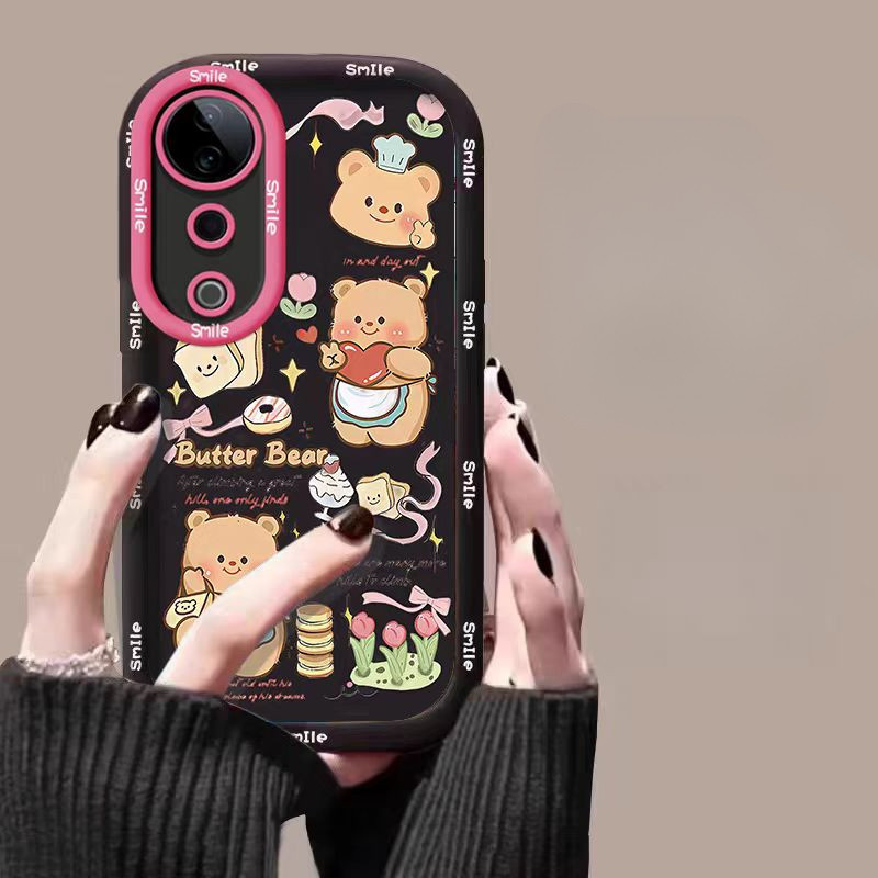 สําหรับvivo V40 V30 V29 5GกรณีVivo V40 V30 Proหมีเนยเคสโทรศัพท์ซิลิโคนรวมทุกอย่างผู้หญิงใหม่Drop Resistance
