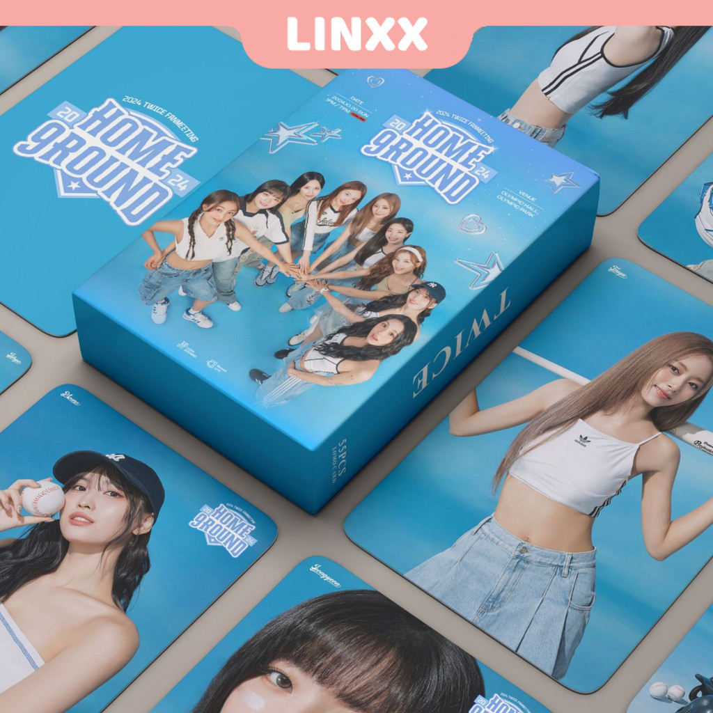 Linxx 55 ชิ้น TWICE Home 9 รอบการ์ดเลเซอร์โฮโลแกรม Kpop Photocards โปสการ์ด Series