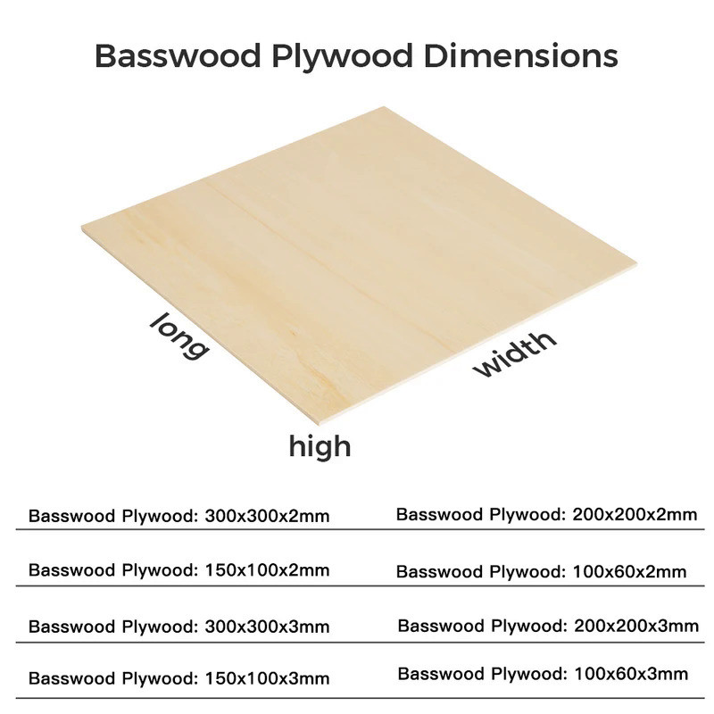 5/10PCS Basswood Plywood 100/200/300mm Long 2/3/mm Thick for Laser Engraver CNC Cutting Machine Wood
