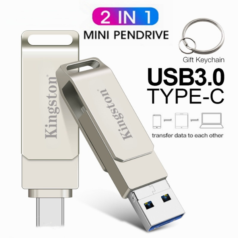 Kingston 1TB 2TB 2 In 1 OTG USB แฟลชไดรฟ์ความเร็วสูง Pendrive Stick พร้อม Type-C U Stick สําหรับโทรศัพท์ Android iPhone15