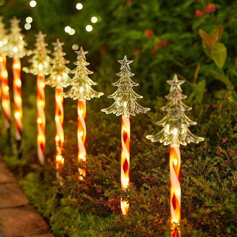 Christmas ลานคริสต์มาสกันน้ําพลังงานแสงอาทิตย์ปลั๊กไฟจัดกลางแจ้งความคิดสร้างสรรค์ต้นคริสต์มาสเกล็ดหิมะบรรยากาศไฟตกแต่ง