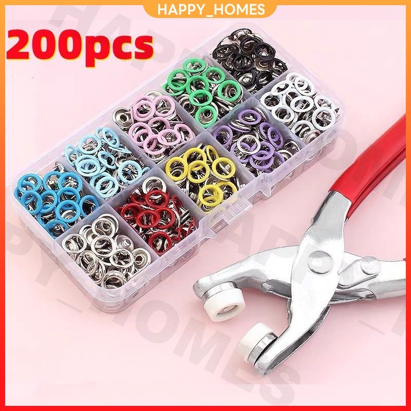 ชุดตอกพร้อมกระดุม 9.5 มม จำนวน 100 ชิ้น ชุดคีมติดกระดุมแป๊ก ชุดกระดุมแป๊ก DIY พร้อมคีมตาไก่