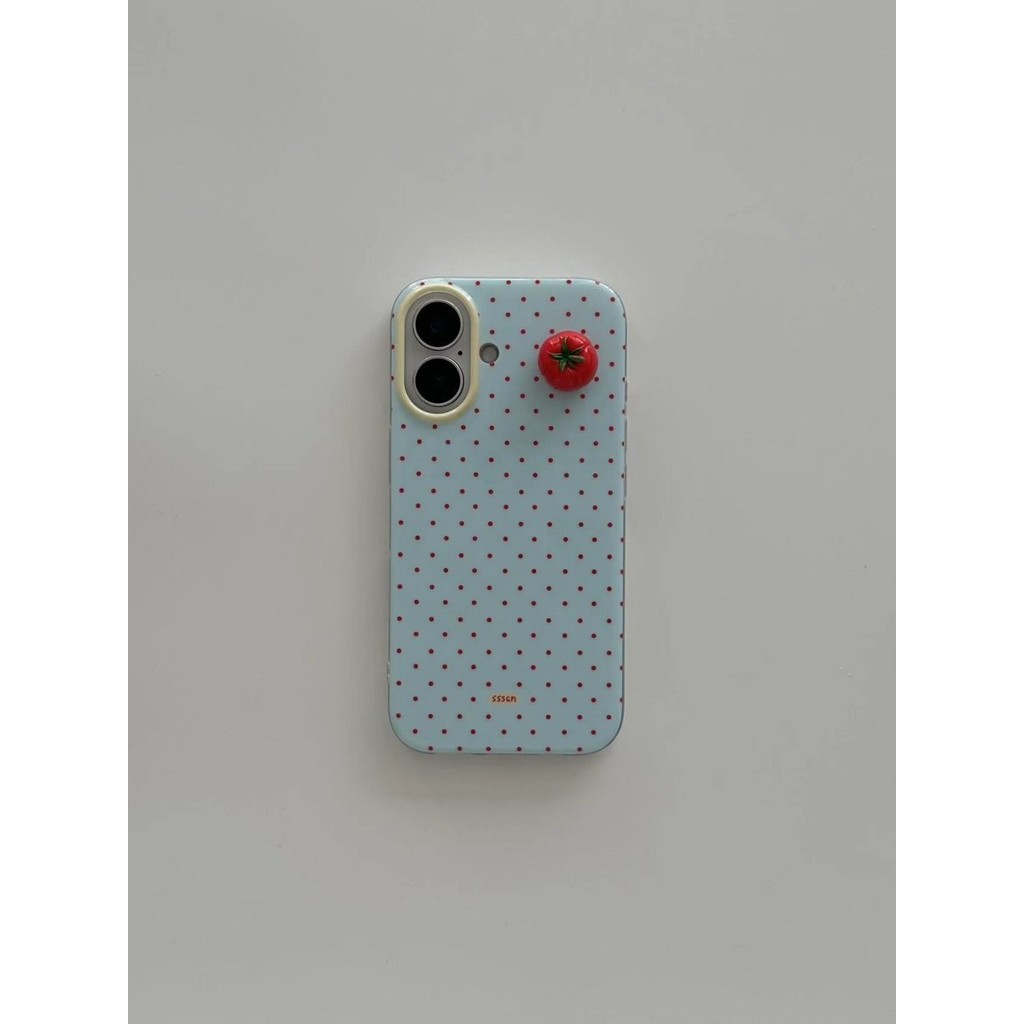 Xiaohongshu Polka Dot Persimmon เหมาะสําหรับ iPhone16promax สไตล์ใหม่ 15pro เคสโทรศัพท์ 14 Apple 13/12 รวมทุกอย่าง 11 นุ่ม QJNV