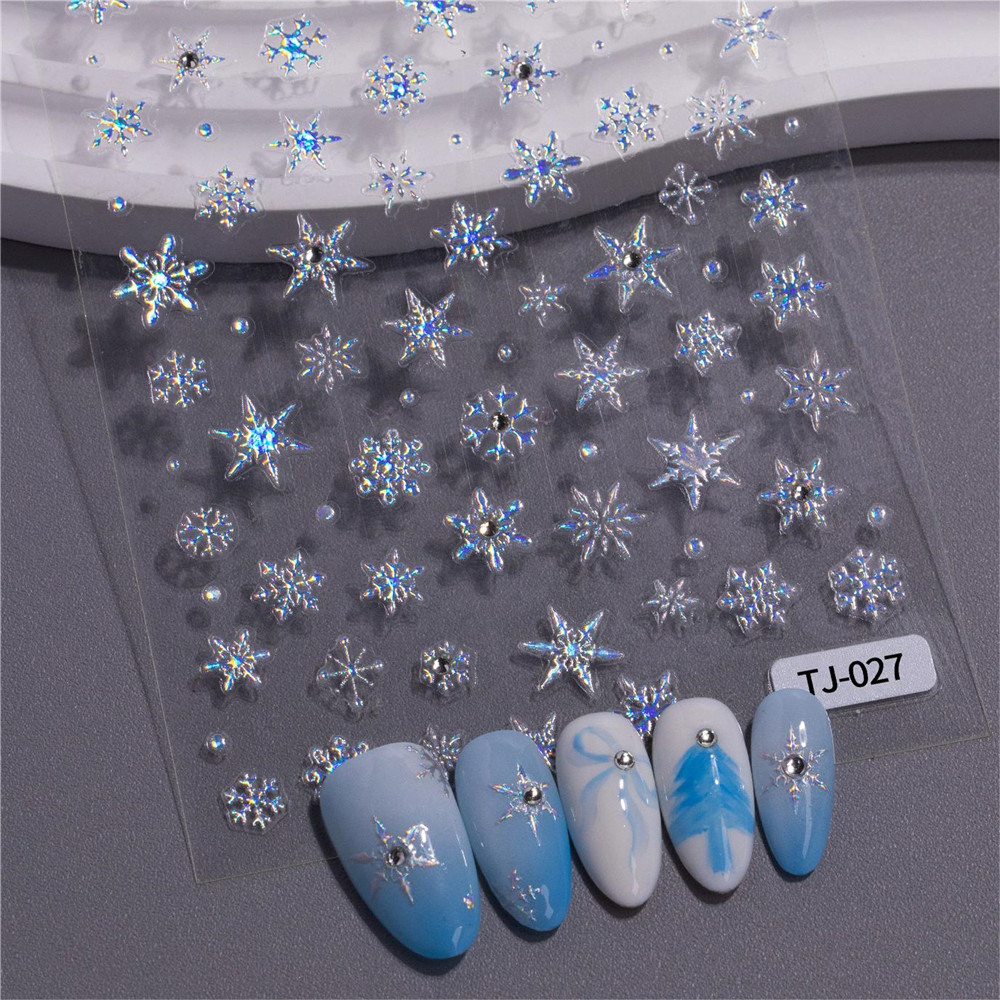 ✨ สติกเกอร์ติดเล็บลายคริสต์มาส 5D ลายนูนสามมิติ เกล็ดหิมะซานต้าน่ารัก กวางเอลค์ ขนมปังขิง สติกเกอร์ติดเล็บพร้อมกาวติดเครื่องประดับ (SPRING) - รูปที่ 5