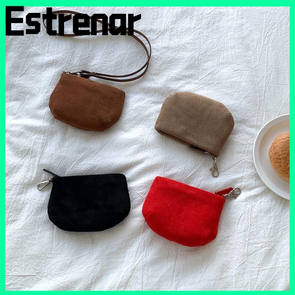 กระเป๋าใส่เหรียญ ESTRENAR, กระเป๋า Shoudler ใต้วงแขนแบบนุ่มสไตล์ย้อนยุค, กระเป๋า Messenger สีทึบหนังนิ่มดีไซน์หรูหราสําหรับผู้หญิง