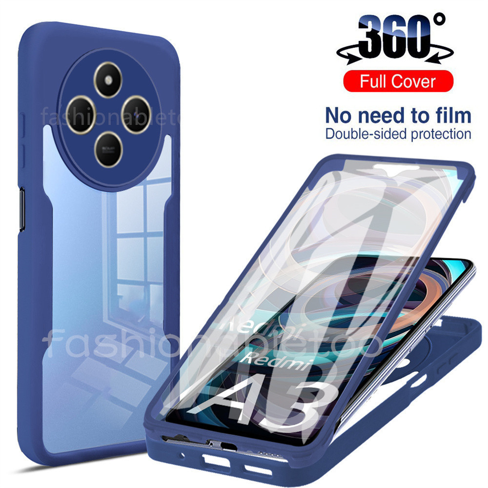 360 ป้องกันเคสโทรศัพท์สําหรับ Redmi 14C 13C 14 C 13 C Redmi14C Redmi13C 4G 5G ปลอก Double Clear Soft Silicon TPU กันกระแทกกันชนปกหลัง