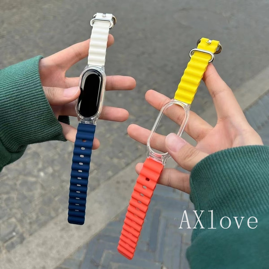 Ocean สายซิลิโคนสําหรับ Xiaomi Mi Band 10 9 8 7 นุ่มสร้อยข้อมือกีฬาเข็มขัดสําหรับ Mi Band 6 5 4 3 NFC อุปกรณ์เสริม