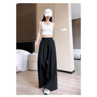 Betty house🌸พร้อมส่ง กางเกงลำลองผู้หญิง กางเกงขายาว เนื้อสบายๆเอวสูง เอวยางยืด แฟชั่น