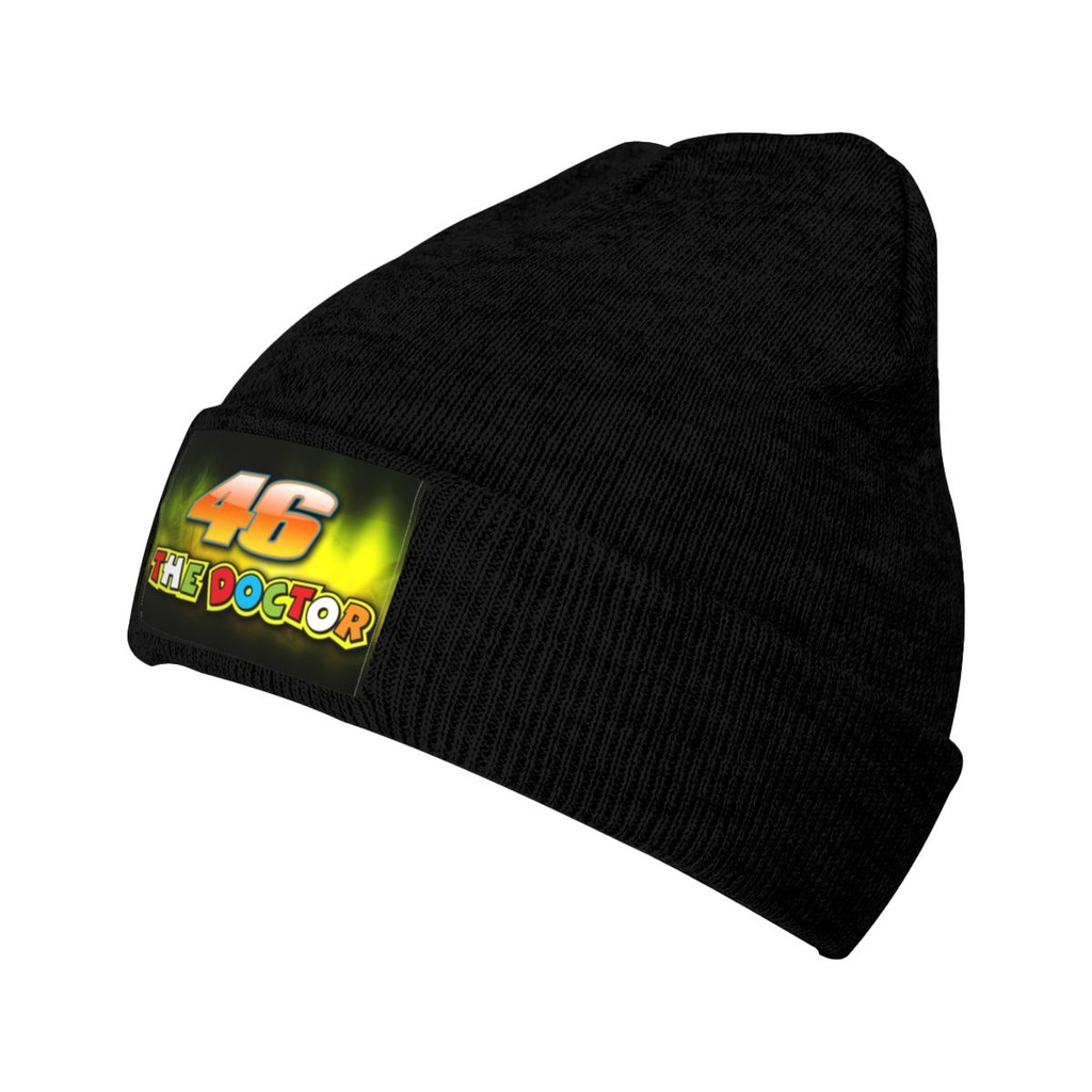 Hot vr46 (2) สกี Hip-Hop หมวกยืดหยุ่นอุ่น Topi Streetwear หมวกถักหมวก Unisex Roll Up Edge หมวกอินเทรนด์