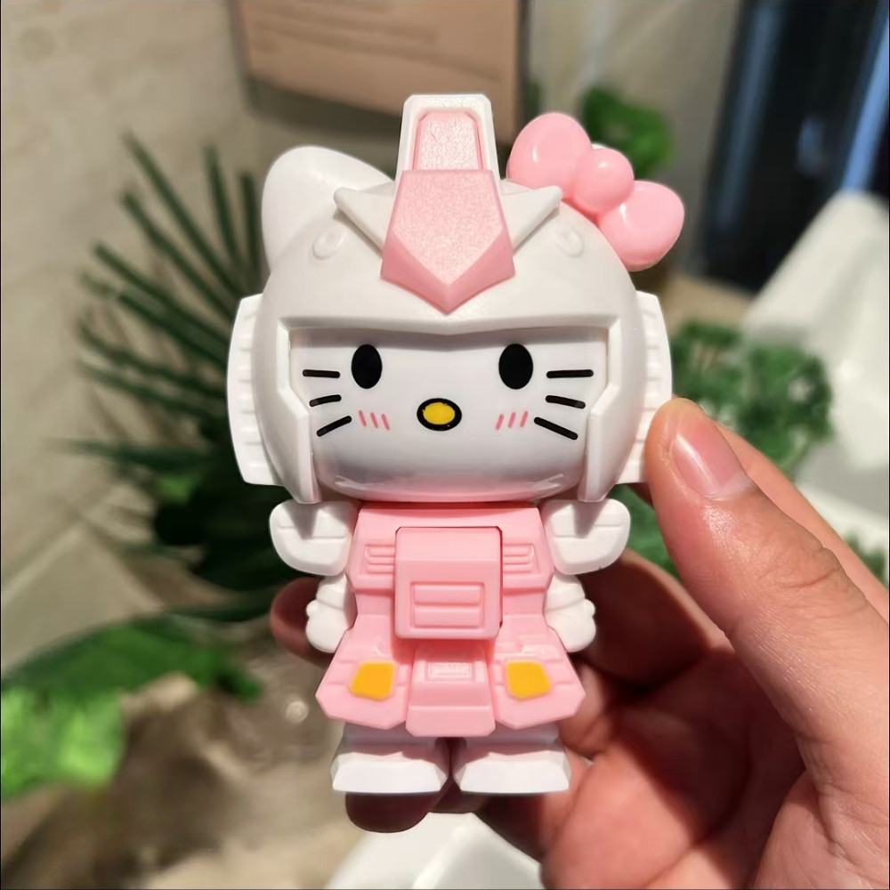 การ์ตูน Mecha Kt Cat Face เปลี่ยนของเล่นพวงกุญแจ Creative Cute Expression Decompression จี้ของขวัญสําหรับเพื่อนที่ดีที่สุด
