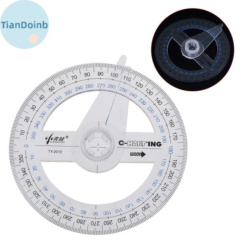 Tianye เส้นผ่านศูนย์กลางแบบพกพา 10 ซม.พลาสติก 360 องศา Pointer ไม้บรรทัดไม้โปรแทรกเตอร์ TH