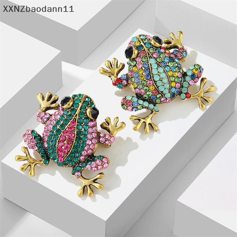 Xnz แฟชั่น Retro Rhinestone กบเข็มกลัดสําหรับผู้หญิงเสื้อผ้าเครื่องประดับเครื่องประดับของขวัญ MHF