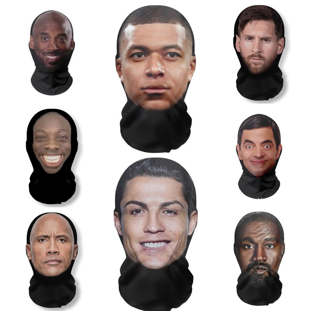 3D ใหม่ Full Face Visual Mesh Eye Mask ไม่มีรอยต่อตาข่าย Eye Mask หน้ากากตลก Kobe C Ronaldo Messi Mb