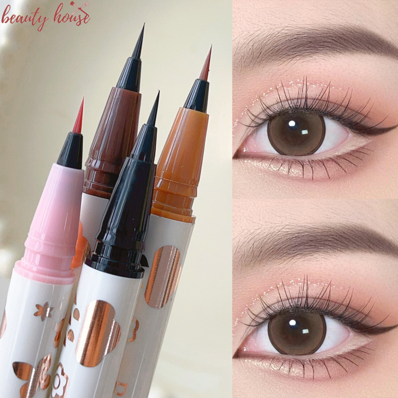 4colors Liquid Eyeliner Pencil - Ultra-Thin Matte Lower Lash Pen - กันน้ํายาวนาน - ดินสอไหมธรรมชาติ - Quick-Drying Liner Pen - เครื่องสําอางแต่งตา