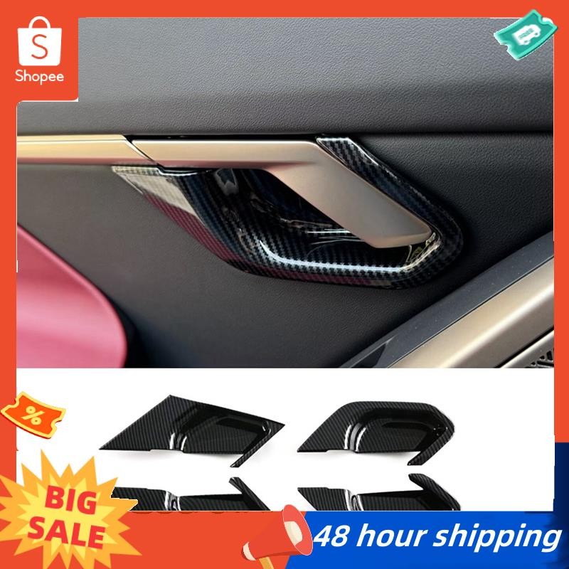 พร้อมสต็อก สําหรับ BMW 5 Series G60 2024 มือจับประตูด้านในฝาครอบชาม Trim ตกแต่งอุปกรณ์ตกแต่งภายใน, ABS คาร์บอนไฟเบอร์