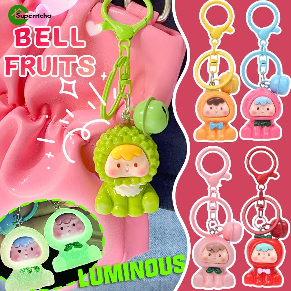 1/2/3 ชิ้น Luminous Fruits Babies พวงกุญแจ - น่ารัก การ์ตูน หวาน - เครื่องประดับกระเป๋าตุ๊กตากระดิ่ง - ไอเดียของขวัญสําหรับเพื่อน - ทุเรียน พีช ส้ม - จี้คู่