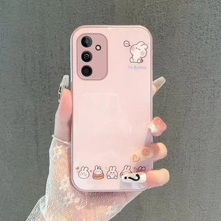 Samsung A56 A55 A54 A53 A52 A16 A14 A15 5GกรณีSamsung S23 FE S24 S23 Plus 5Gกรณีหรูหรา Liquid Glassกันกระแทกพร้อมกล้องProtectorเคสโทรศัพท์น่ารักการ์ตูนกระต่ายกรณี
