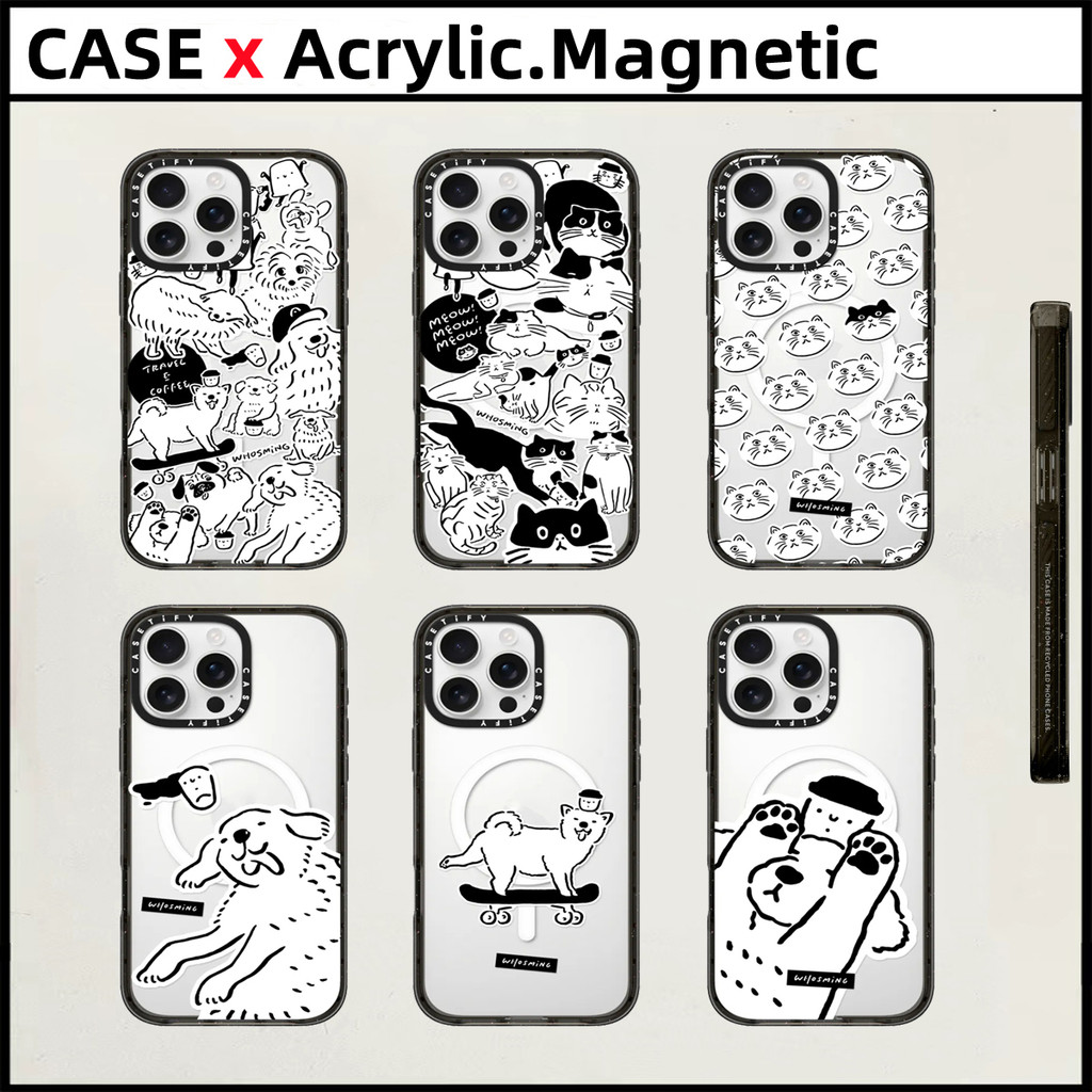 Casetifywhosmingอะคริลิคแม่เหล็กสําหรับiphone 16 Pro Max 16 15 14 Plus 11 12 13 14 15 Pro Maxกรณีแกะสลักด้านข้างตัวอักษรฝาครอบป้องกัน