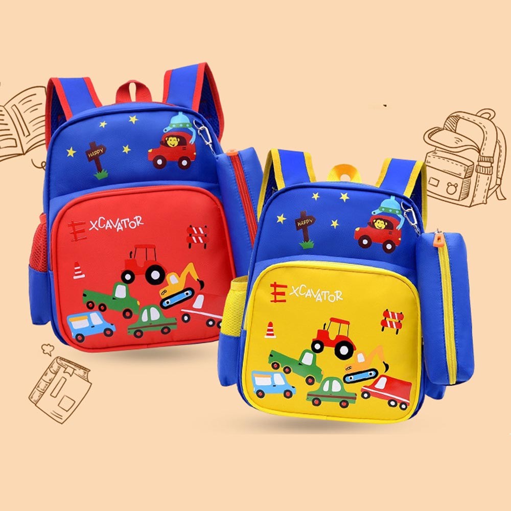 กระเป๋านักเรียนเด็ก, รถการ์ตูนปรับกระเป๋าเป้สะพายหลังอนุบาล, มัลติฟังก์ชั่ระบายอากาศไนลอนความจุขนาดใหญ่กระเป๋านักเรียนนั