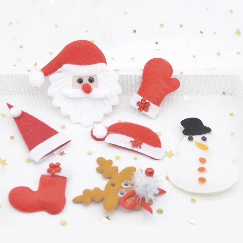 15 ชิ้น Santa Claus Snowman หมวกถุงมือถุงเท้า Elk Appliques สําหรับงานฝีมือ DIY Headwear ต้นคริสต์มาสจี้ตกแต่งแพทช์