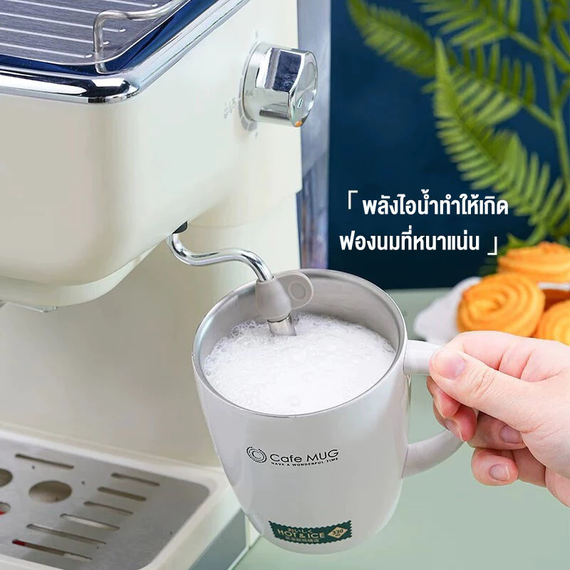เครื่องชงกาแฟ เครื่องชงกาแฟแรงดันย้อนยุค ใช้ในบ้าน สำนักงาน กึ่งอัตโนมัติขนาดเล็ก เครื่องชงกาแฟสด thumbnail 4