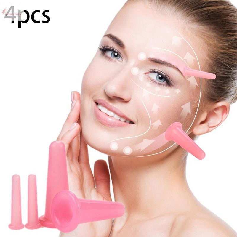 Cod 4 ชิ้นซิลิโคน Cupping นวดถ้วย,สําหรับ Body Fac คอนวดตาสูญญากาศ Body Facial Care, Anti-aging Beauty Tool ใหม่