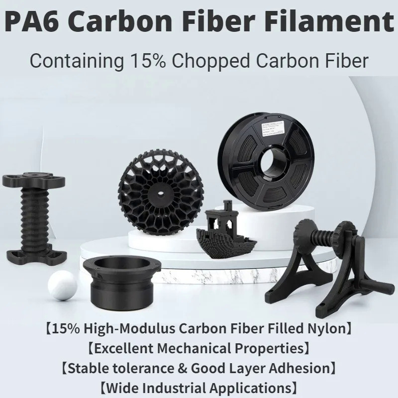 Carbon Fiber Nylon Filament,Enhanced Strength Rigidity PA6-CF Filament,High-Temperature Resistant Ca