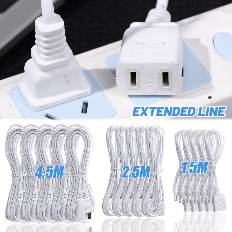 สายต่อไฟ 1.5M/2.5M4.5M - สายไฟ 2Pin - สายไฟ 250V 6A - ทนทาน,ความปลอดภัย,สากล - ตัวขยายขั้วต่อสายไฟ - สําหรับเครื่องใช้ในบ้าน
