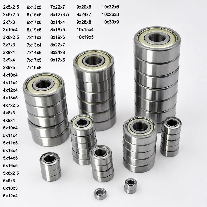 10 pcs แบริ่งขนาดเล็กเส้นผ่านศูนย์กลางภายใน 2/3/4/5/6/7/8 มม. 9 มม. 10 มม. 3x7x3 5x10x4 มม.แบริ่งขนาดเล็ก